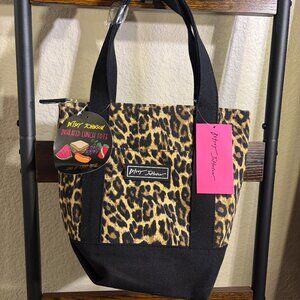 Betsey Johnson Leopard Insulated Lunch Tote NWT Black Animal Print Bag